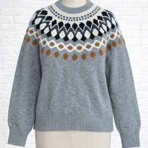 Zara Comfy Grey Fair Isle Sweater